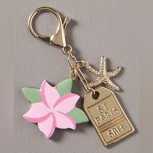 NWT Anthropologie Pink Flower 🌸 St Barts Key Ring or Bag Charm